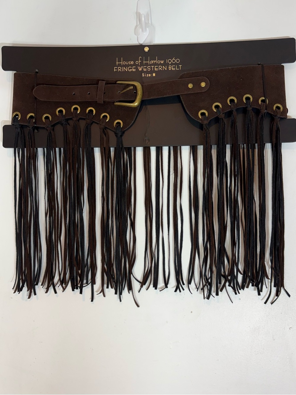 House of Harlow 1960 Faux Suede Western Fringe Belt Size Medium